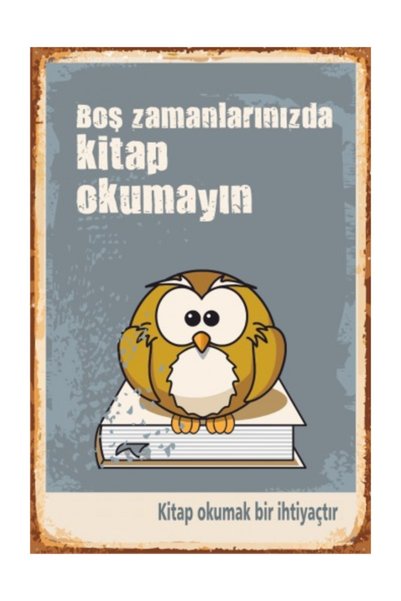 Hayat Poster Boş Zamanlarınızda Kitap Okumayın Retro Vintage Ahşap Poster