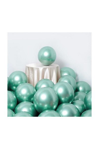 Parti dolabı 5 Pieces 1st Quality Green Colored Shiny Chrome Metallic Mirrored Balloon