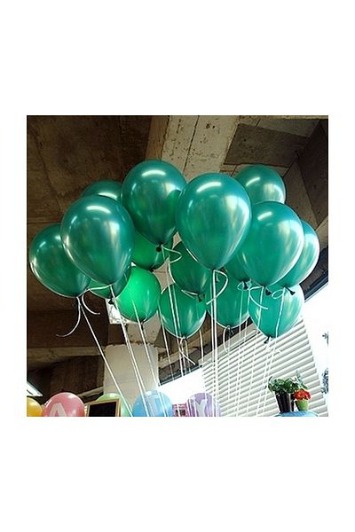 Parti dolabı 25 Metallic Pearlescent Shiny Dark Green Balloons (Flying with Helium)