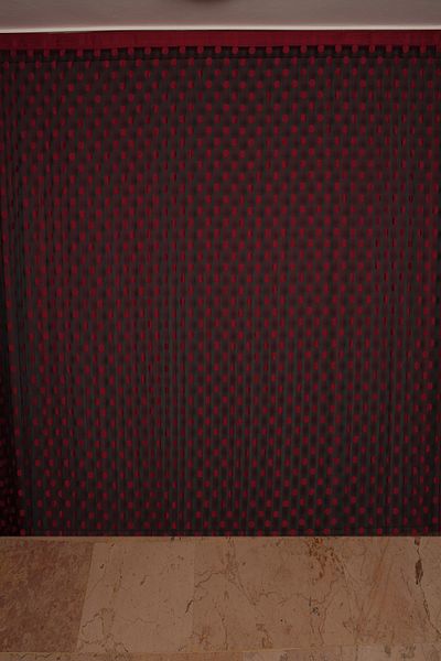 AKÇA TEKSTİL Dotted Double Color Claret Red Rope Curtain Ready-made Buttons Sewn Rope Curtain 300*270 Cm