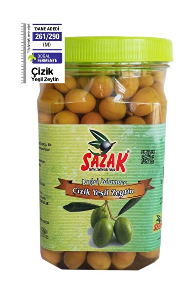 sazak zeytin zeytinyağı 261-290 Sazak Çizik Yeşil Zeytin 900 gr.