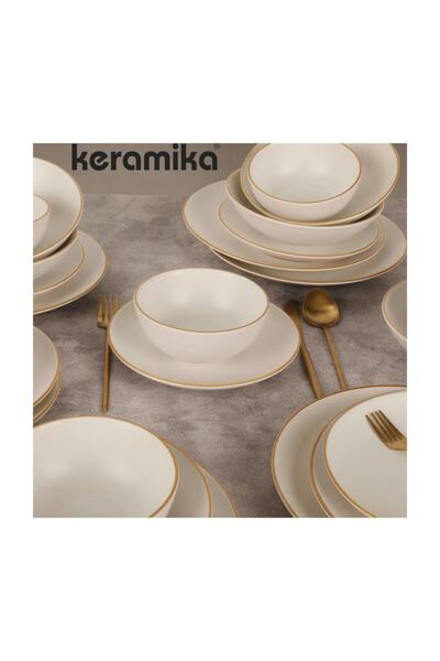 Keramika Takım Yemek 24 Parça 6 Kişilik Mat Beyaz