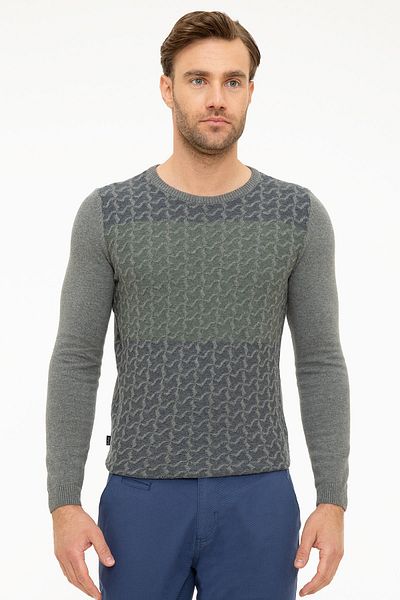 Pierre Cardin Men's Grey Melange Slim Fit Knitwear Sweater G021GL0TK.000867335