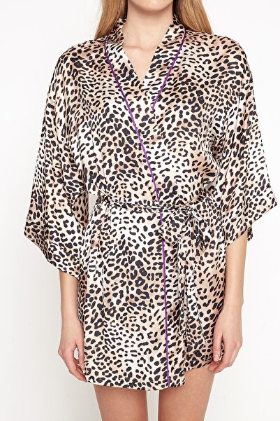 Koton Γυναικεία ρόμπα με καφέ σχέδιο 7YLK52099MW