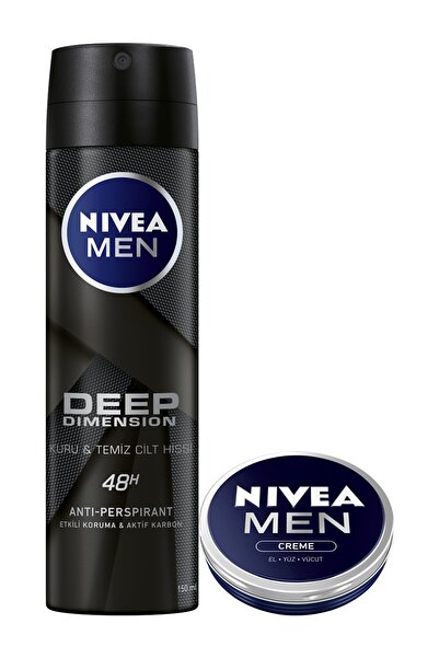 NIVEA Deep Dimension Deodorant 150 ml  + Men Krem 30 ml