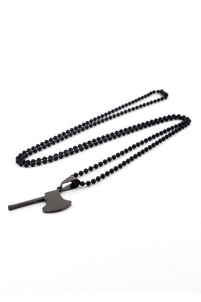 Solfera Men's Small Size Axe Black Steel Necklace K745