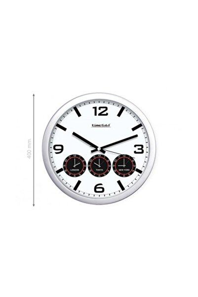 Time Gold Ceas de perete din plastic cu 4 dimensiuni ale capitalilor lumii 40 cm