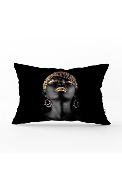 Realhomes Siyahi Kadın Özel Tasarımlı Modern Dekoratif Dikdörtgen Yastık Kırl...