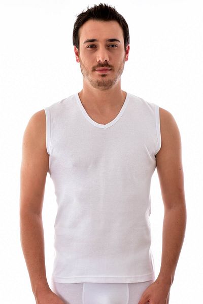 Tutku Tricou alb pentru bărbați, tutku, cu decolteu în V, din bumbac, 0401