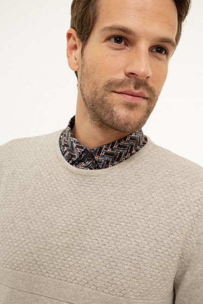 Pierre Cardin Ανδρικό πουλόβερ Sand Melange Slim Fit G021GL0TK.000877897