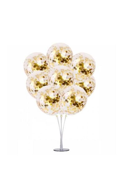 Parti Furyası Stand Balloon Stand with Gold Confetti