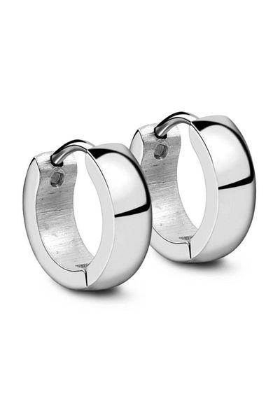 Takı Dükkanı Unisex Curved Pair Wide Men's Steel Earrings - 6 mm Mse7