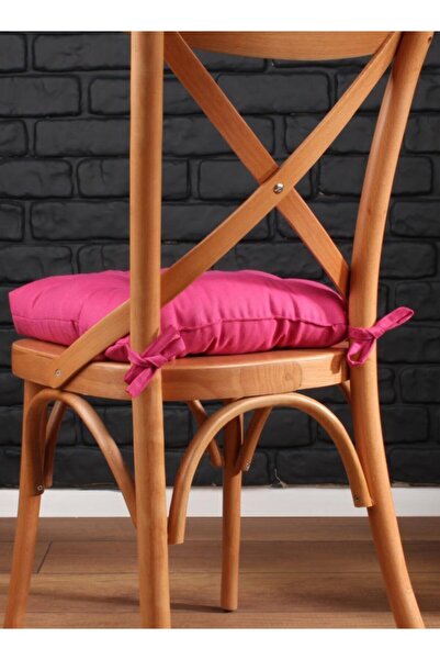 ALTINPAMUK 4-Piece Gold Fuchsia Pofidik Chair Cushion Special Stitched Lace up 40X40Cm