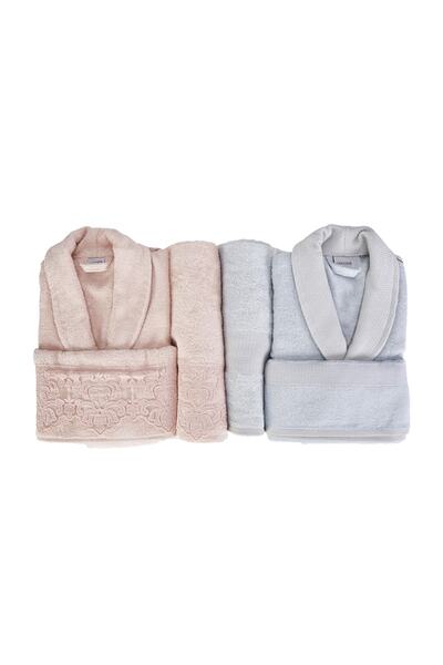 Karaca Home Carissa Pudra Gri Dantelli Bambu Aile Seti