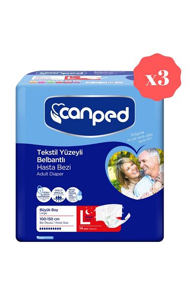 Canped Waistbanded Night Large Eco Patient Diapers 14 Pieces Set of 3
