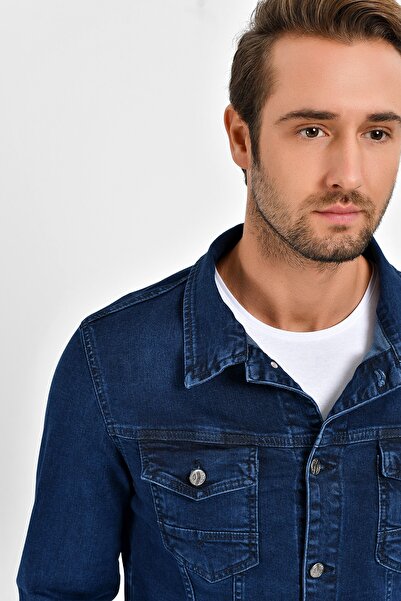 DYNAMO Чоловіча джинсова куртка з лайкри Navy Blue6 Slim Fit