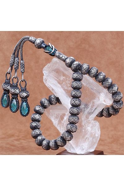 TESBİHCİBABA Unisex Hand Knitted Silver Rosary TB3443