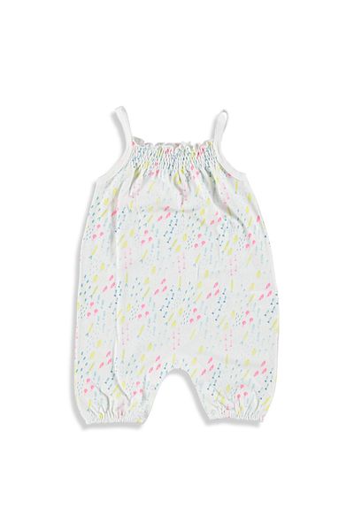 Aziz Bebe Floral Patterned Short Jumpsuit for Baby Girl
