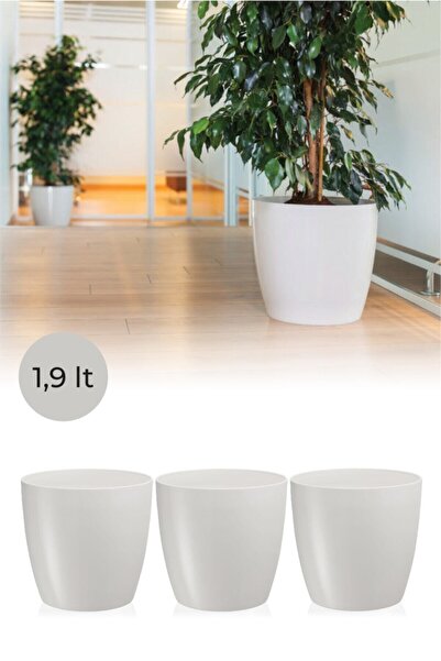 Tuka Home Dekoratif Yakut Saksı 1.9 Lt 3 Adet Beyaz