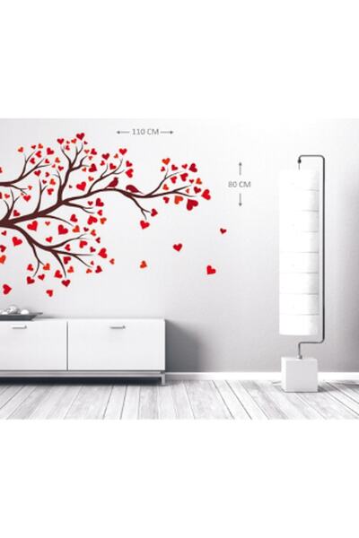 Sticker Sepetim Dekoratif Kalp Yapraklı Ağaç Sticker
