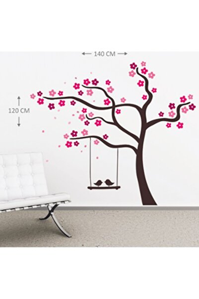 Sticker Sepetim Dekoratif Renkli Çiçekli Ağaç Sticker
