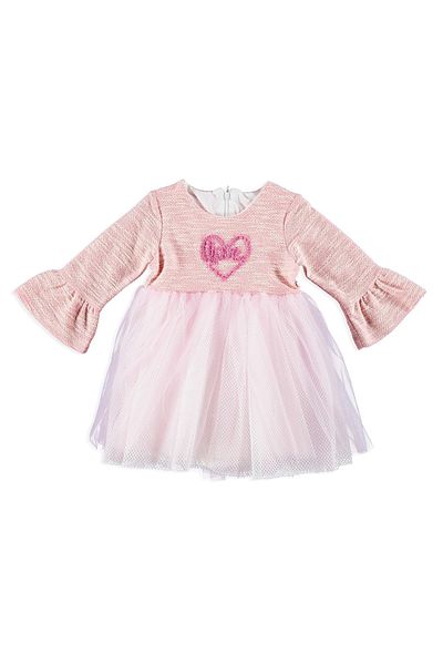 Mymio Heart Süzene Embroidered Baby Girl Dress - Combed Cotton Lined