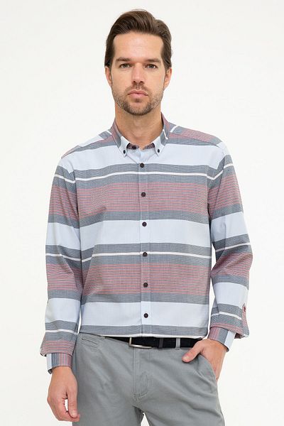 Pierre Cardin Πουκάμισο Claret Red Slim Fit