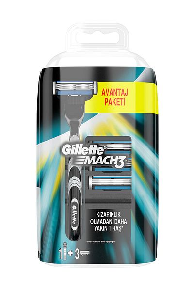 Gillette Mach3 Shaver + Razor Spare 3 Pieces