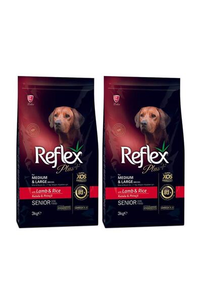 Reflex Plus Orta Büyük Irk Kuzu-Pirinç +7 Yaşlı Köpek Maması 3 Kg 2'Lİ SET
