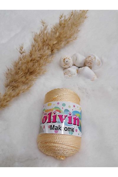 Lüx Olivin Olivin Polyester Macrame Knitting Yarn 100 Gr Golden Yellow