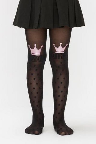 Penti Black Pretty Crown Dot Pantyhose