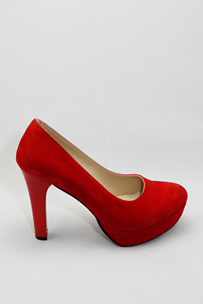Çnr&Dvs Kırmızı Kadın Klasik Topuklu Ayakkabı CNR2001Kırmızı Süet