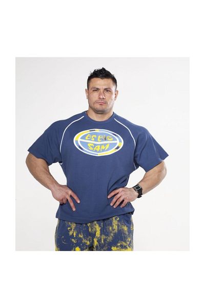 Big Sam Blue Raglan Sleeve Bodybuilding T-Shirt Big Sam 3067
