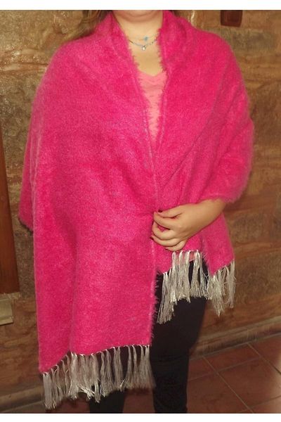 Mandaş Textile Hand Woven Angora Shawl-pink