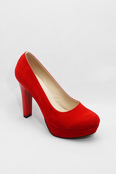 Çnr&Dvs Kırmızı Kadın Klasik Topuklu Ayakkabı CNR2001Kırmızı Süet