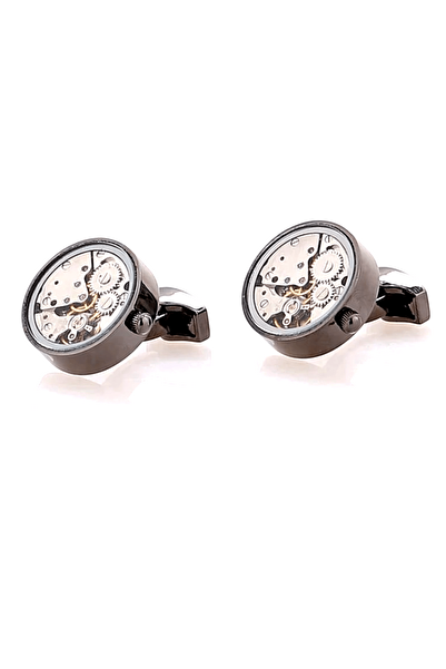 Omark Cotton Watch Black Saat Mekanizmalı Kol Düğmesi