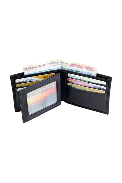 CENGİZ PAKEL Genuine Leather Men's Wallet 27408 Black