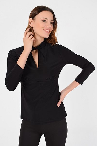 Laranor Γυναικεία Μπλούζα με Μαύρο Γιακά Twist Detail 19L6742