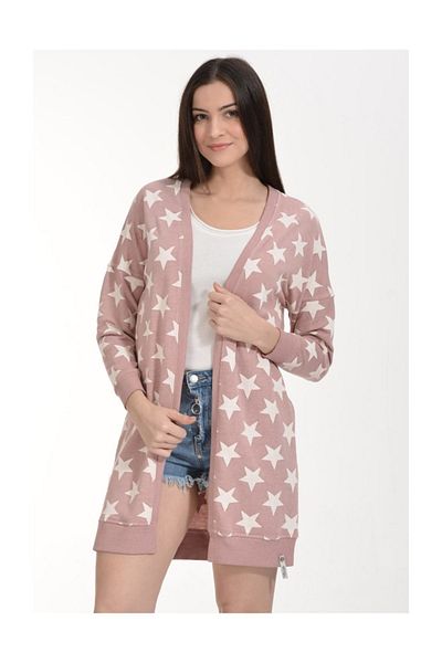 Cotton Candy Cardigan Imprimat Steaua - Pudra