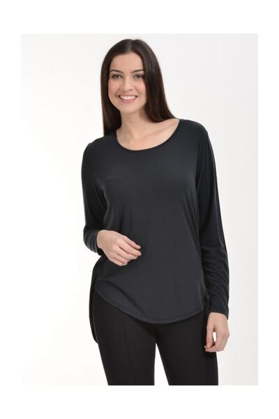 Cotton Candy Woven Detailed Modal T-Shirt - Anthracite