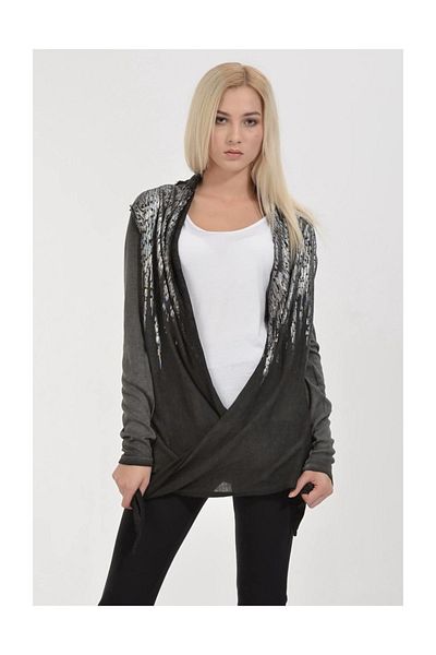 Cotton Candy Cardigan Anthracite Silver Metallic Printed