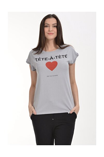 Cotton Candy Футболка з коротким рукавом з принтом - Льодовий сірий