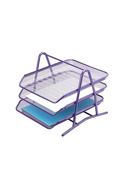 inox 3905 File 3'lü Evrak Rafı Mor