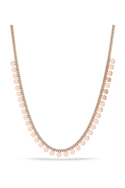 MySilvers Yuvarlak Pullu Kolye Kadın Rose Taşsız