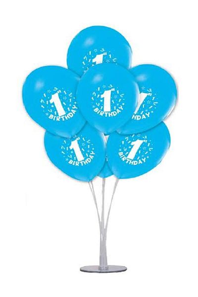 kidspartim Blue 1 Year Old Balloon and Balloon Bunch 7 Pieces
