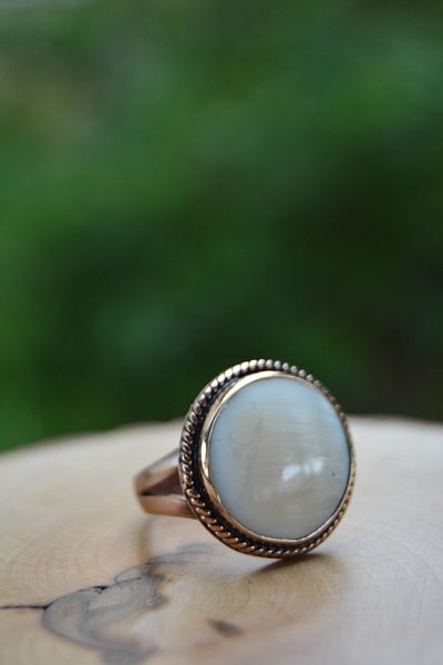 Stoneage Handmade Mother of Pearl Natural Stone Adjustable Women's Ring
