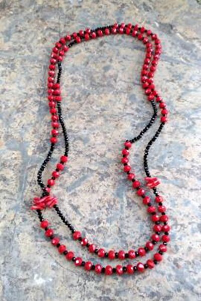 Stoneage Jewellery Mercan Doğal Taş Ve Kristal Bayan Kolye
