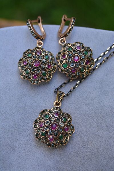 Stoneage Jewellery Root Emerald Root Ruby Stone Authentic Necklace