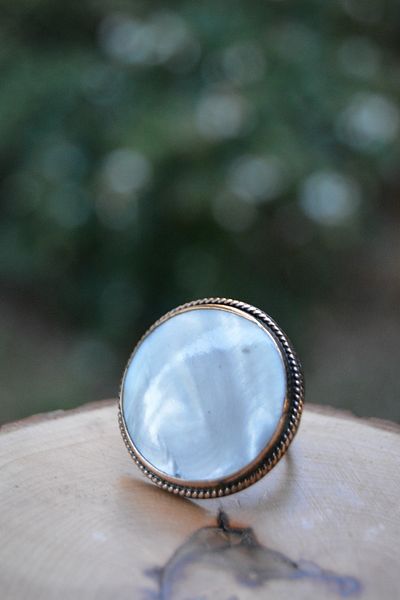 Stoneage Mother of Pearl Natural Stone Handmade Adjustable Women's Ring