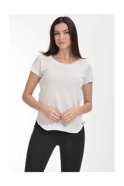 Cotton Candy Масляне прання Короткий рукав Футболка - Екрю